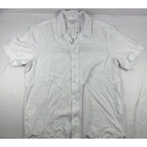 NWT Banana Republic Shirt Mens L White Linen Button Up Camp Standard Fit